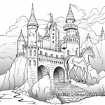 Stunning Unicorn Castle at Sunrise Coloring Pages 1