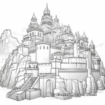 Stunning Unicorn Castle at Sunrise Coloring Pages 2