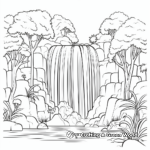 Stunning Waterfall in the Forest Coloring Sheets 2