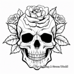 Stylish Modern Rose Skull Coloring Pages 2