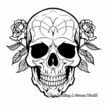 Stylish Modern Rose Skull Coloring Pages 4