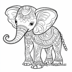 Stylized: Folk Art Elephant Coloring Pages 1