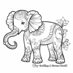 Stylized: Folk Art Elephant Coloring Pages 2