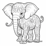 Stylized: Folk Art Elephant Coloring Pages 3