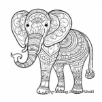 Stylized: Folk Art Elephant Coloring Pages 4
