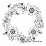 Summer Wreath Coloring Pages with Sunflowers and Bees 1