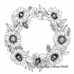 Summer Wreath Coloring Pages with Sunflowers and Bees 2