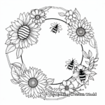 Summer Wreath Coloring Pages with Sunflowers and Bees 4