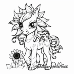 Sunflower Unicorn Coloring Pages for Kids 3