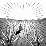 Sunset Amidst a Tulip Field Coloring Page 3