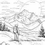 Sunset Over Snow-covered Mountains Coloring Page 1