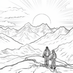 Sunset Over Snow-covered Mountains Coloring Page 2