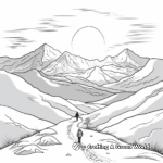Sunset Over Snow-covered Mountains Coloring Page 3