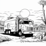 Sunset Scene: End of the Day Recycling Truck Coloring Pages 3