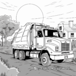 Sunset Scene: End of the Day Recycling Truck Coloring Pages 4