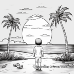 Sunset with Palm Trees Coloring Page 1