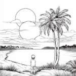 Sunset with Palm Trees Coloring Page 3