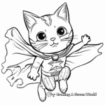 Super Cat: The Flying Superhero Cat Coloring Pages 1