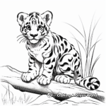 Superb Clouded Leopard Foilage Background Coloring Pages 1