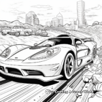 Supercars in Action: Racing-Scene Coloring Pages 1