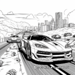 Supercars in Action: Racing-Scene Coloring Pages 4