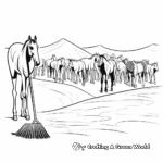 Sweeping Herd of Horses in the Valley Coloring Pages 3