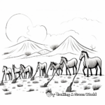 Sweeping Herd of Horses in the Valley Coloring Pages 4