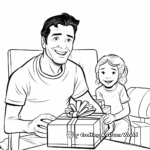 Sweet Dad Receiving Birthday Gift Coloring Pages 1