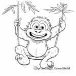 Swinging Orangutan Jungle Animal Coloring Pages 2