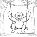 Swinging Orangutan Zoo Coloring Pages 1