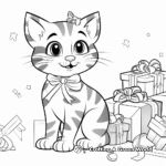 Tabby Cat with Christmas Presents Coloring Pages 2