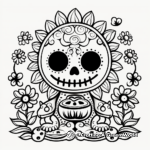 Talavera Pottery Style: Day of the Dead Design Coloring Pages 1