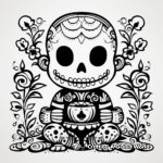 Talavera Pottery Style: Day of the Dead Design Coloring Pages 3