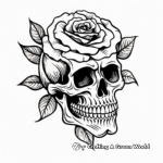 Tattoo Inspired Rose Skull Coloring Pages 1