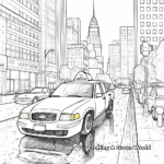 Taxi in Rainy Weather Coloring Pages 1