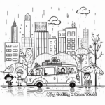 Taxi in Rainy Weather Coloring Pages 2