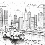 Taxi in Rainy Weather Coloring Pages 3