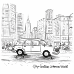 Taxi in Rainy Weather Coloring Pages 4