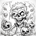 Terrifying Zombie Trick or Treat Coloring Pages 1
