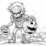 Terrifying Zombie Trick or Treat Coloring Pages 2