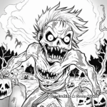 Terrifying Zombie Trick or Treat Coloring Pages 4