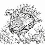 Thankful Turkey With Autumn Leafs Background Coloring Pages 1