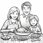 Thanksgiving Family Dinner Scene Coloring Pages 1