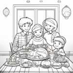 Thanksgiving Family Dinner Scene Coloring Pages 2
