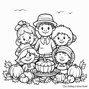 Thanksgiving Family Gathering Coloring Pages 2