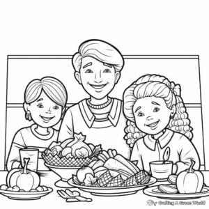 Thanksgiving Family Gathering Coloring Pages 3