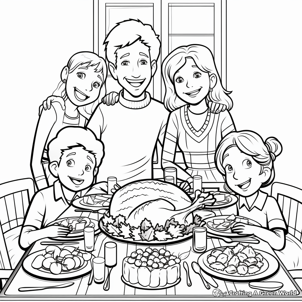 Thanksgiving Family Gathering Coloring Pages 4