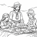 The First Thanksgiving: Pilgrim and Native American Feast Coloring Pages 1