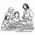 The First Thanksgiving: Pilgrim and Native American Feast Coloring Pages 4