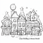 Thematic Christmas Village Scene Adult Coloring Pages 1